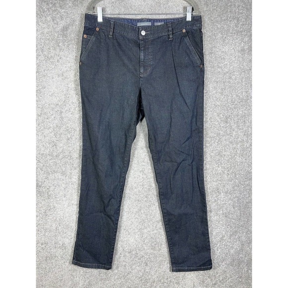 Liz Claiborne Slim Fit Straight Leg Jeans Womens Size 14 Dark Wash Blue Denim - Picture 1 of 16
